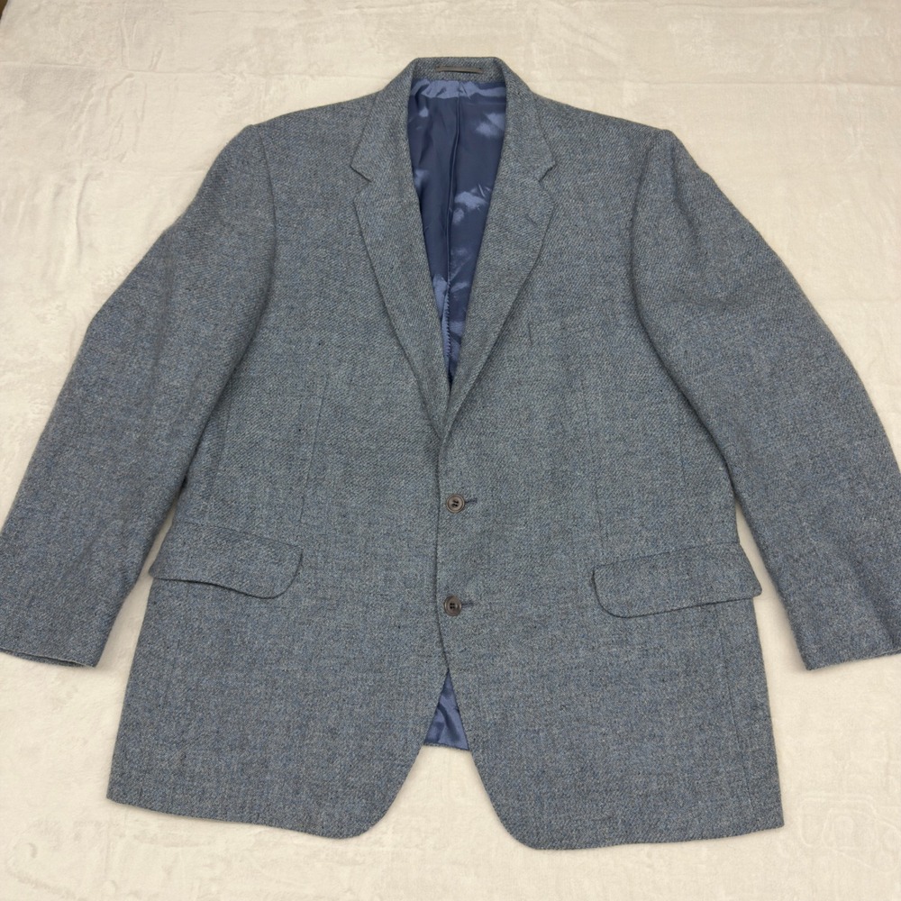 Magee Donegal Mist Tweed Blazer Mens 46R Blue Wool Mohair Cashmere Sport Coat